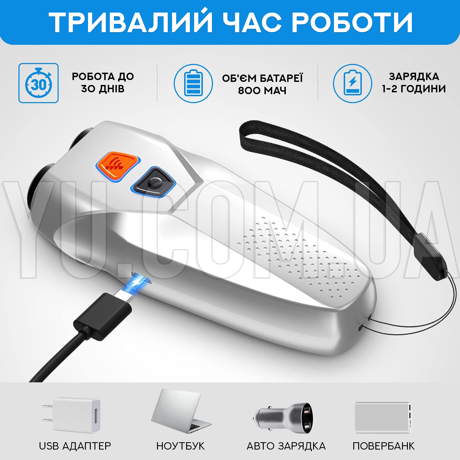 Потужний ультразвуковий відлякувач собак Ultrasonic Dog Repeller PU 70 з акумулятором та ліхтариком Потужний ультразвуковий відлякувач собак Ultrasonic Dog Repeller PU 70 з акумулятором та ліхтариком